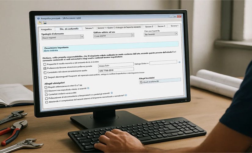 un computer che mostra un certificato di conformità sullo schermo