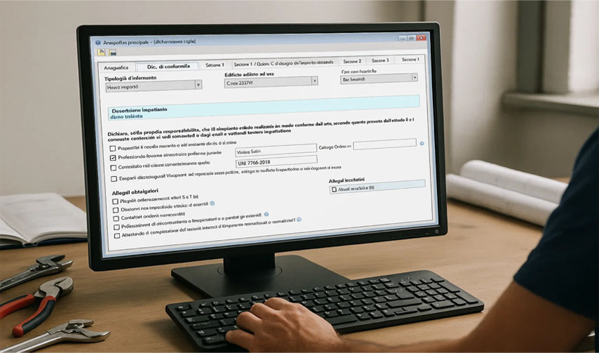 un computer che mostra un certificato di conformità sullo schermo